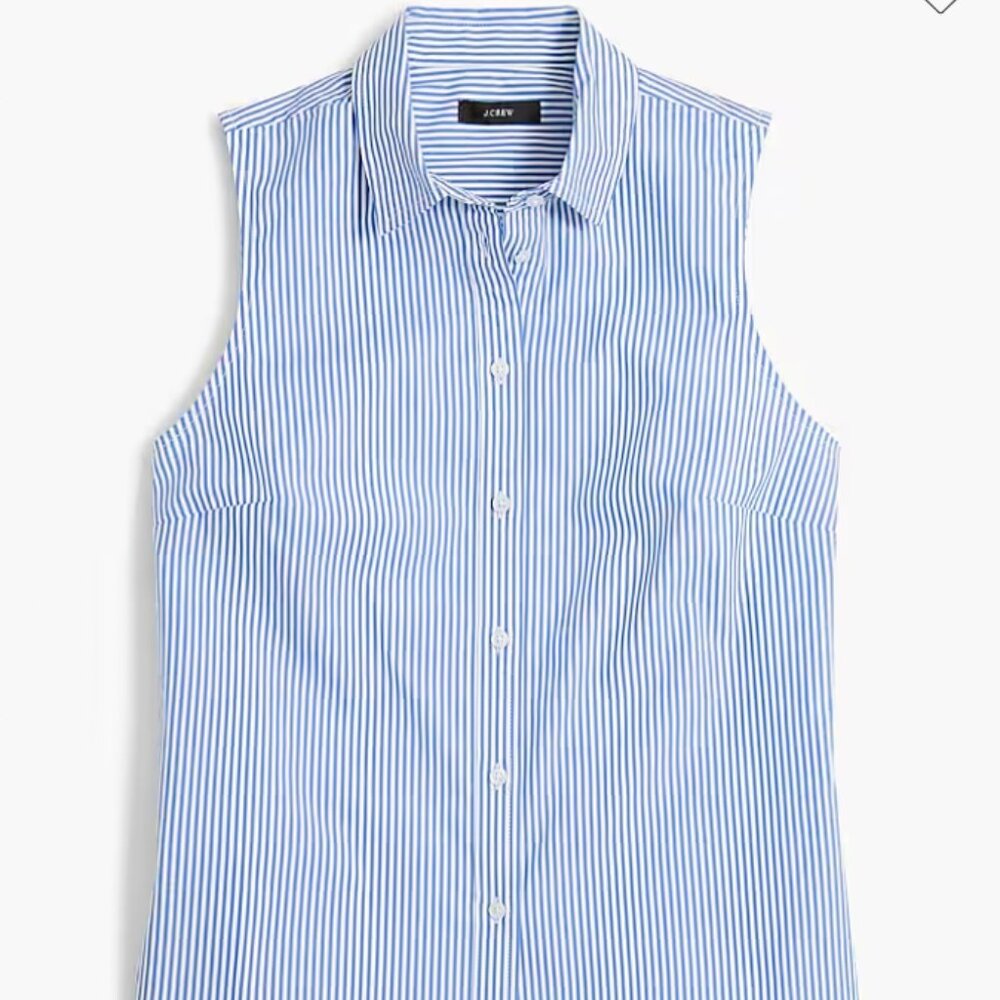 J.Crew Factory Sleeveless signature fit shirt in banker stripe, NWT